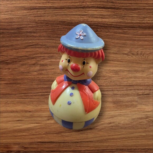 Vintage Rolly Polly  Clown  with bell toy Hone Kong 6"   Wobbly - Picture 1 of 7